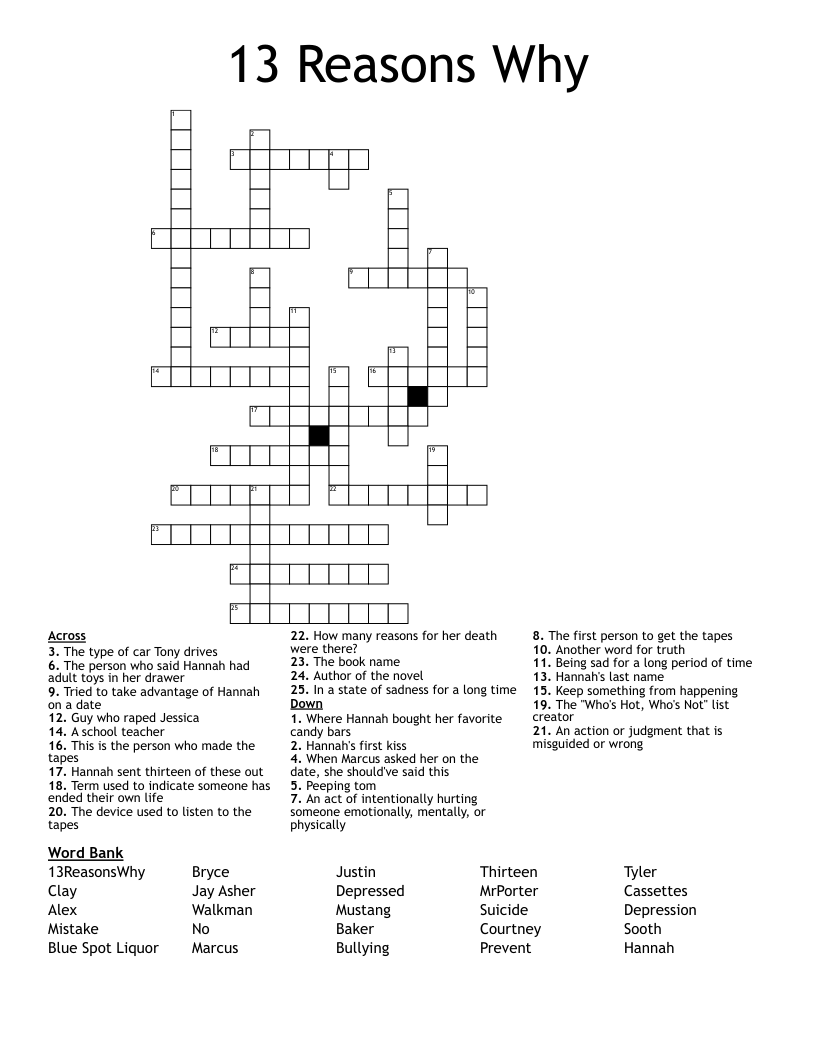 13 Reasons Why Crossword