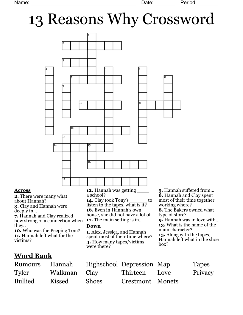 13 Reasons Why Crossword