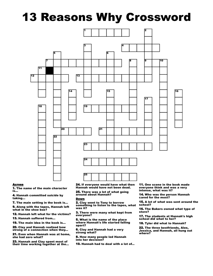 13 Reasons Why Crossword