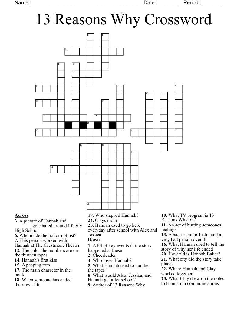 13 Reasons Why Crossword