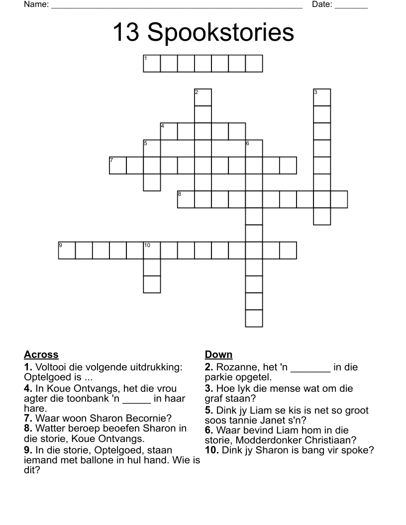 13 Spookstories Crossword
