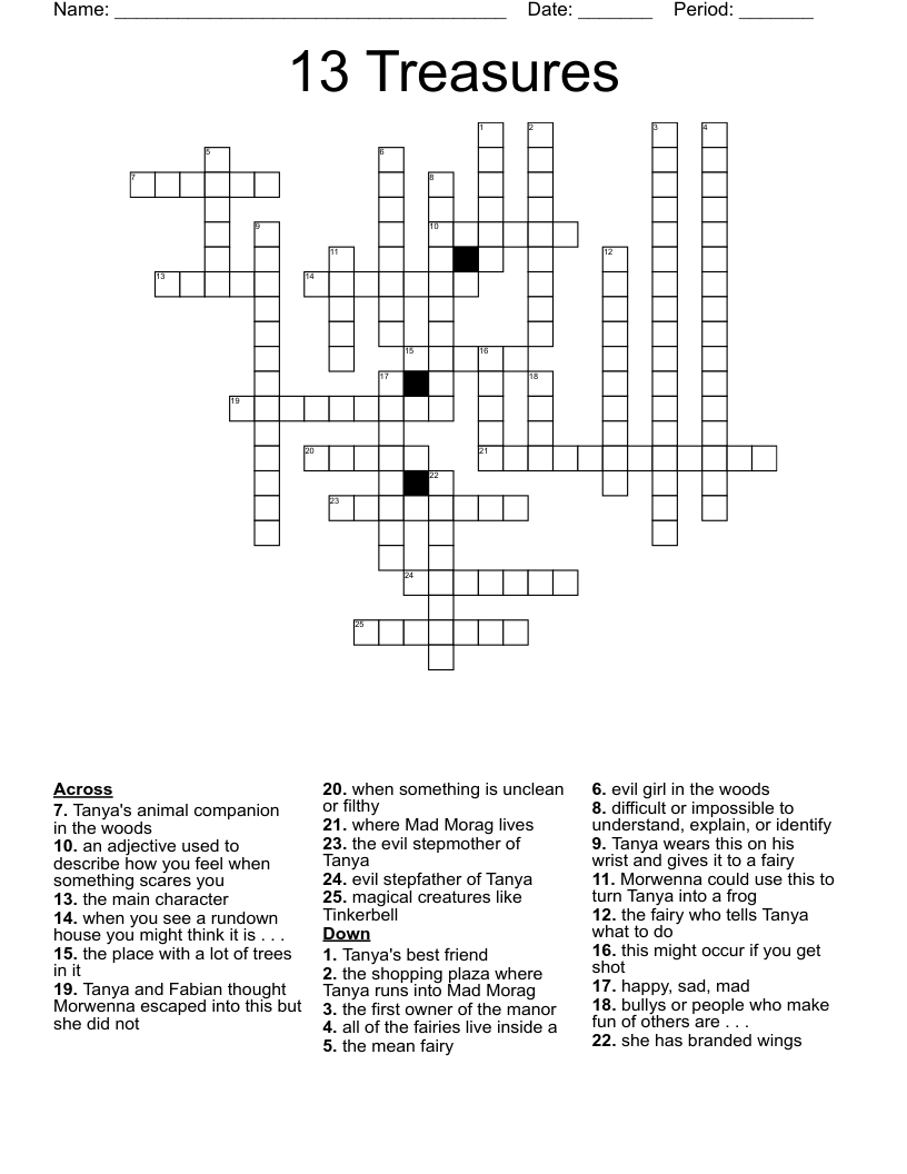 13 Treasures Crossword