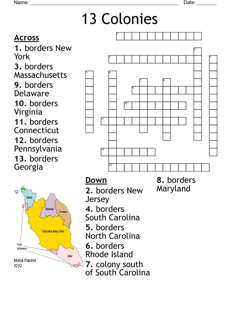 13 Colonies Crossword