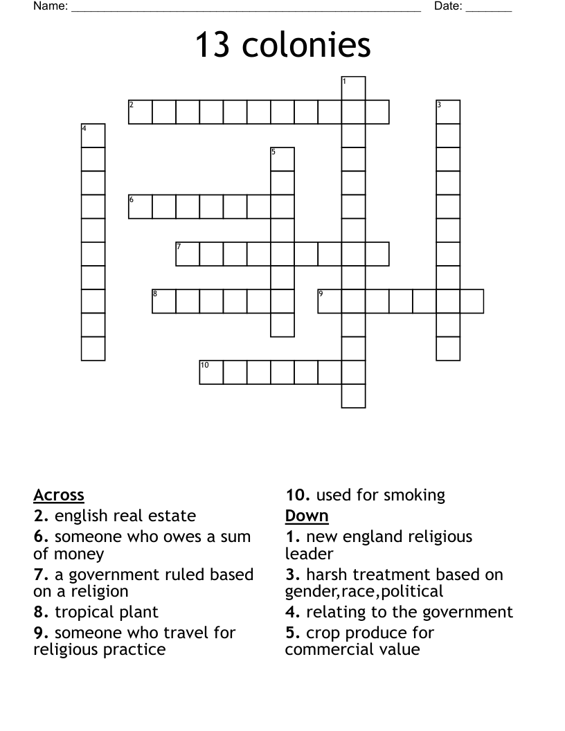 13 colonies Crossword