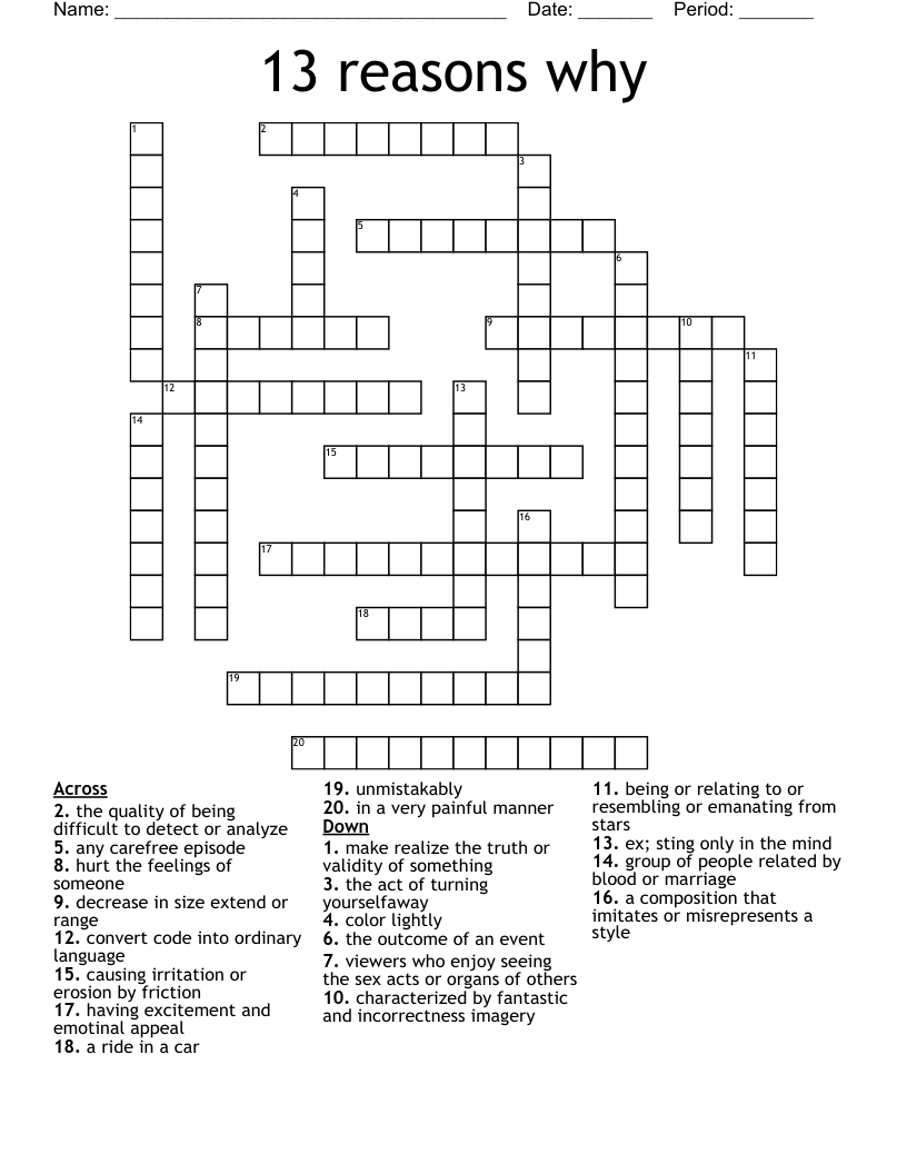 13 reasons why Crossword