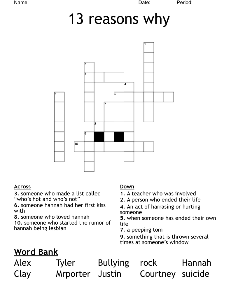 13 reasons why Crossword