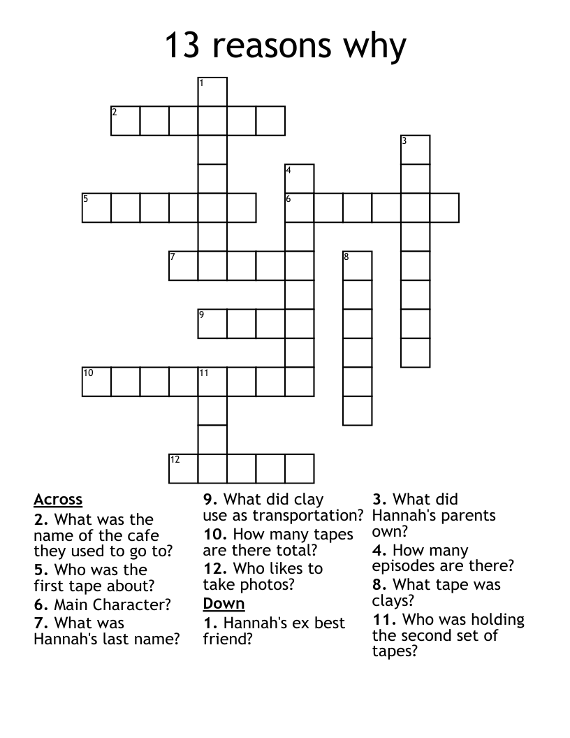 13 reasons why Crossword
