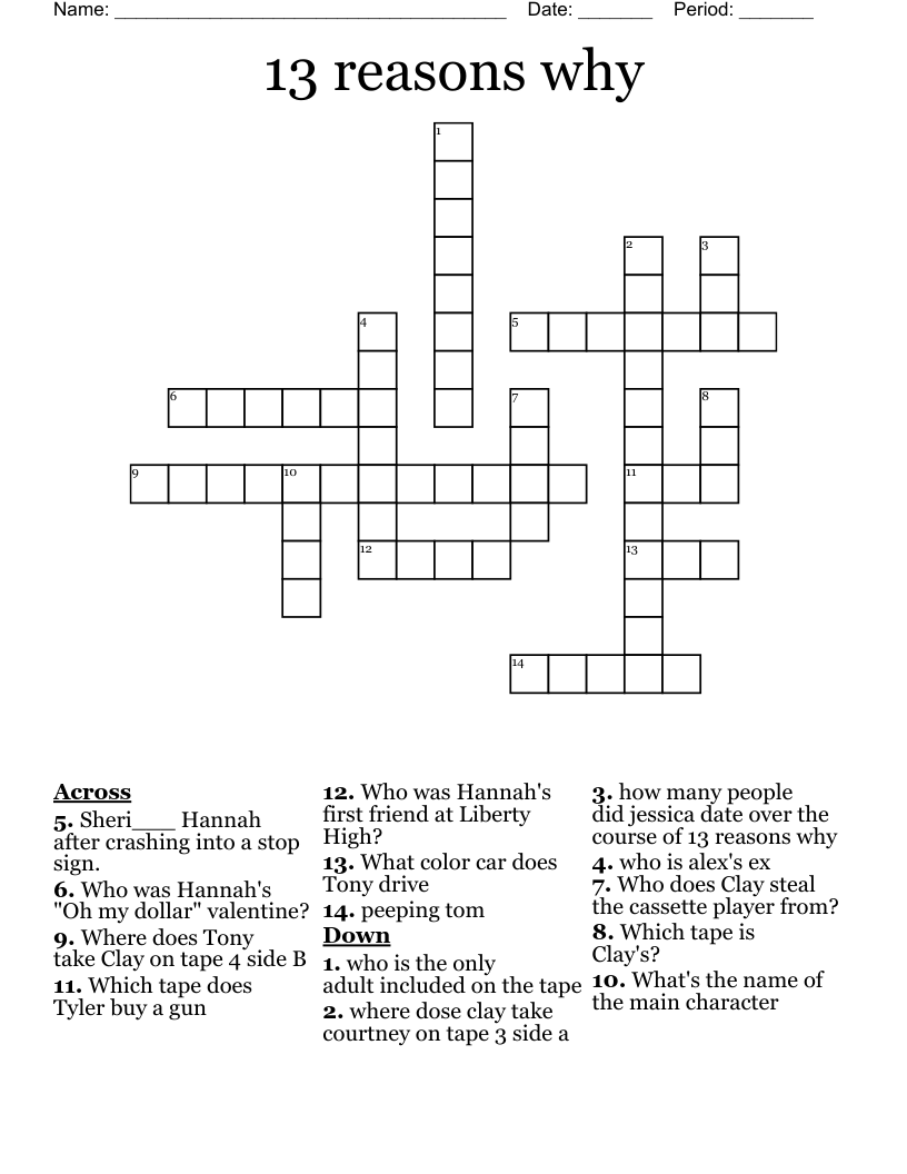 13 reasons why Crossword
