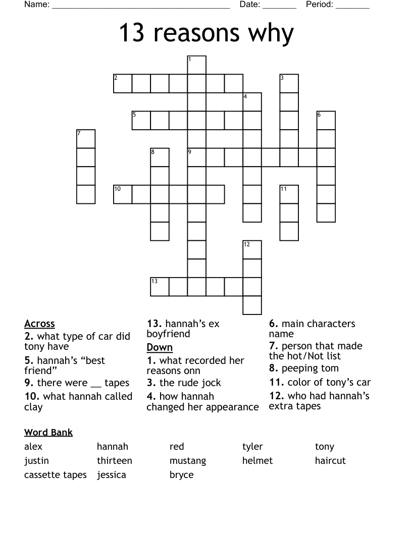 13 reasons why  Crossword