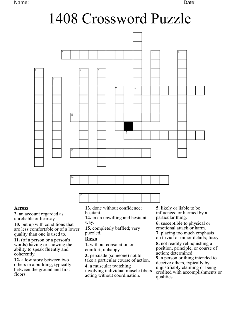 1408 Crossword Puzzle