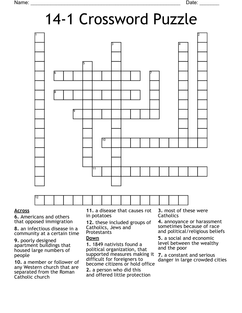 14-1 Crossword Puzzle