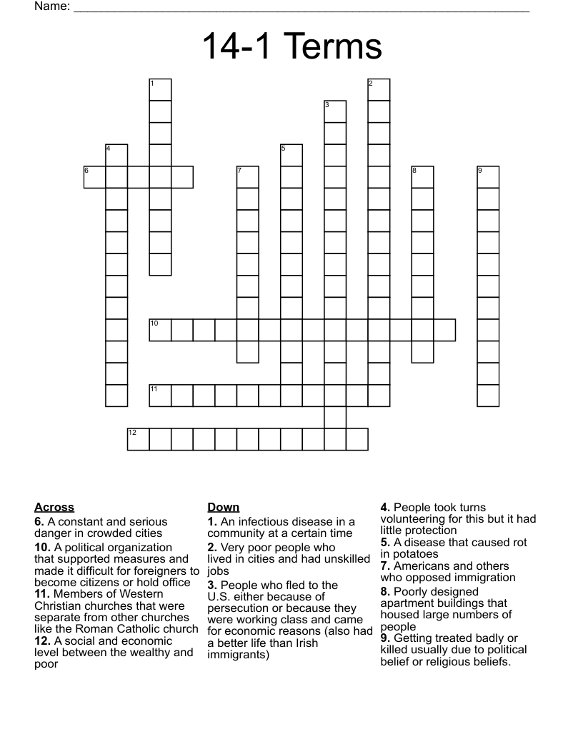 14-1 Terms Crossword