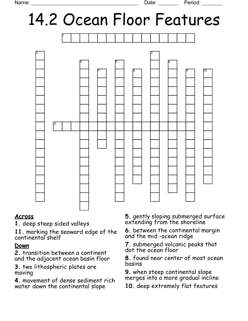 14.2 Ocean Floor Features Crossword