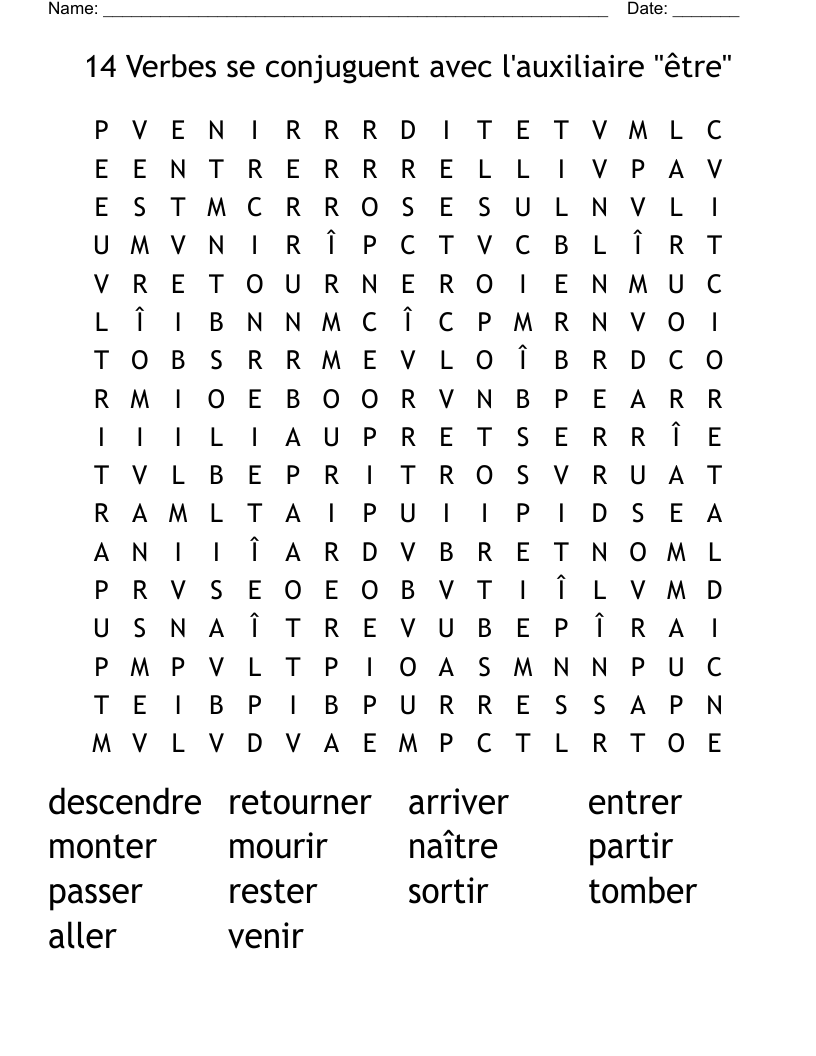 les activités Word Search