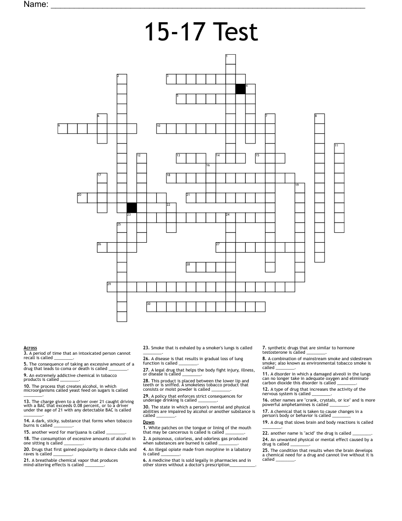 15-17 Test Crossword