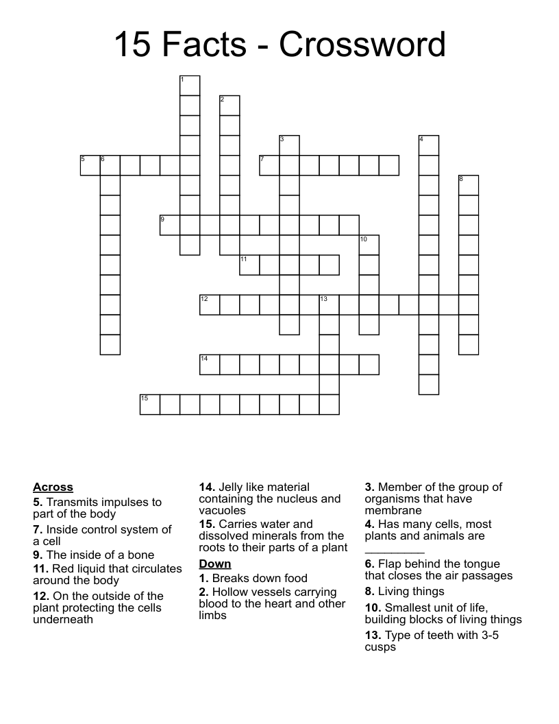 15 Facts - Crossword 