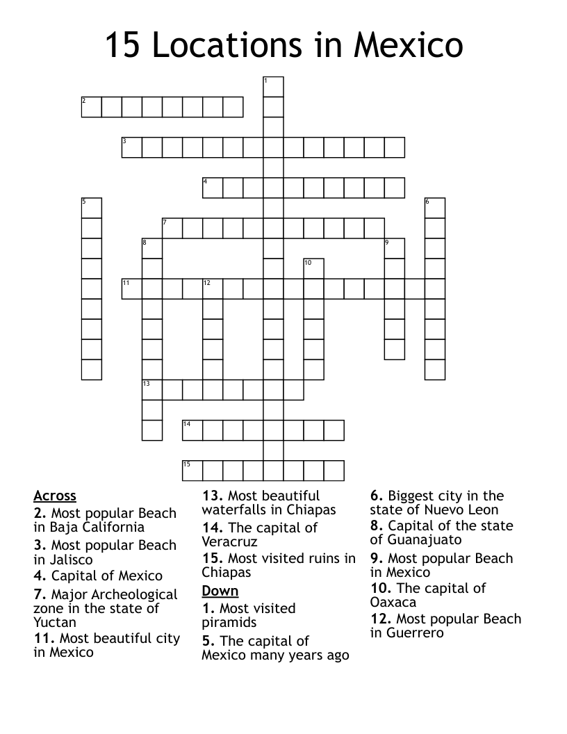 15 Locations in Mexico Crossword