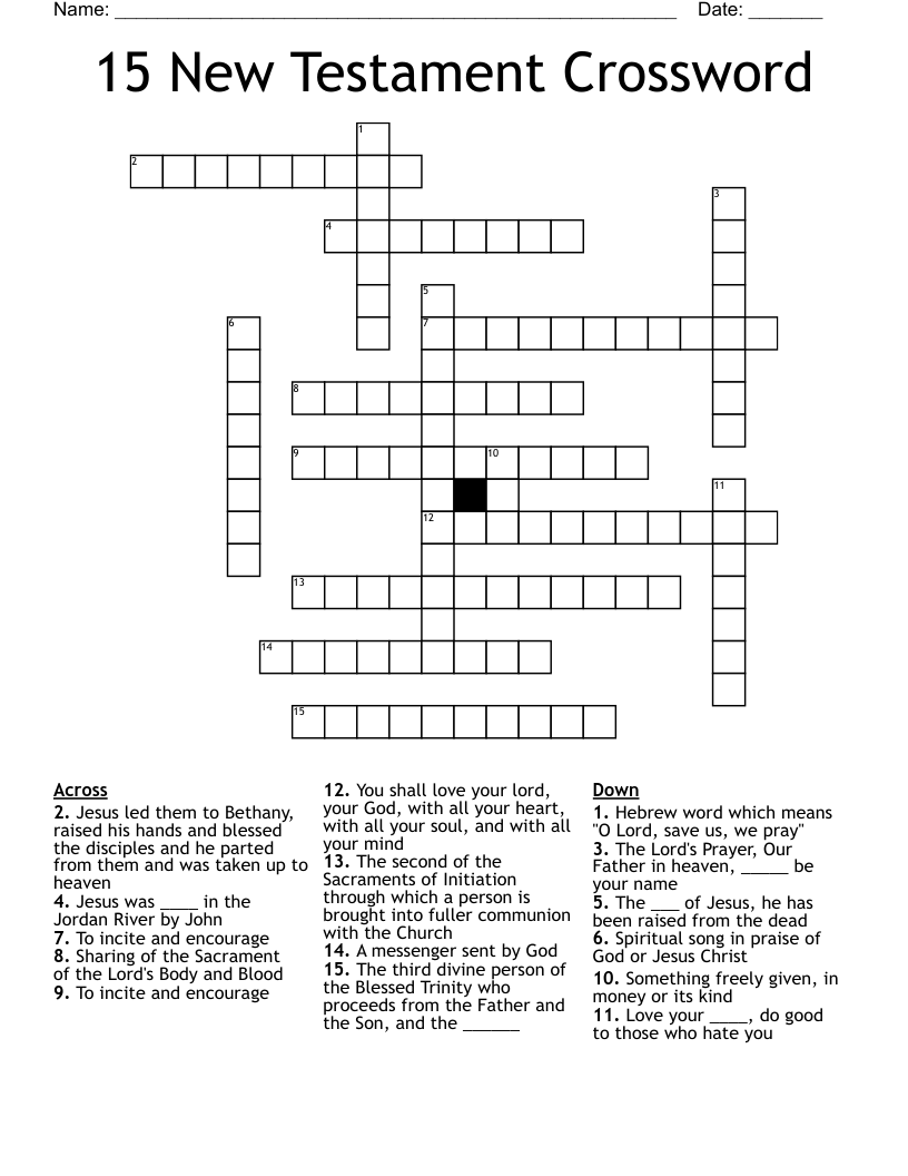 15 New Testament Crossword