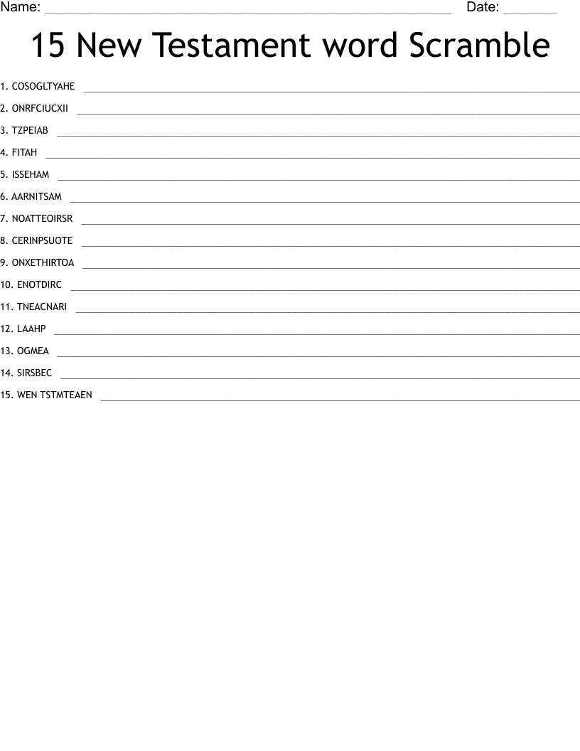 15 New Testament word Scramble
