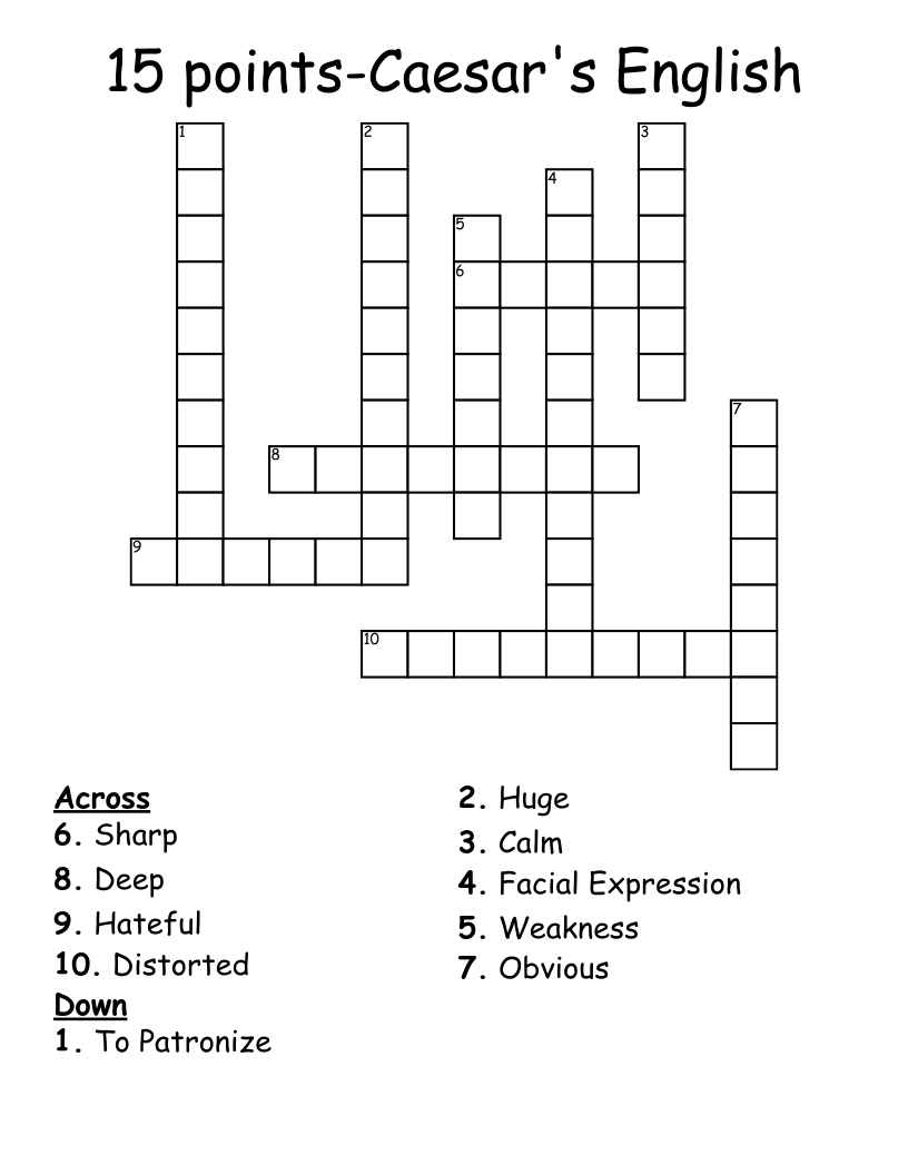 15 points-Caesar's English Crossword