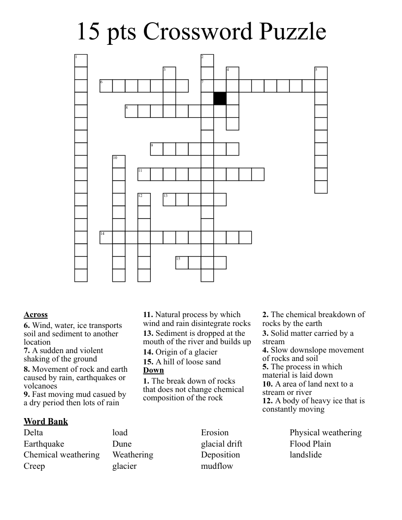 15 pts Crossword Puzzle