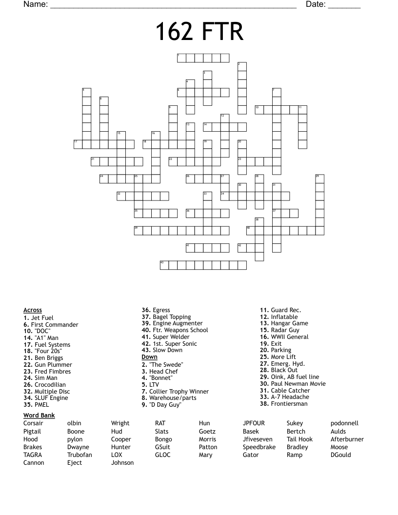 162 FTR Crossword