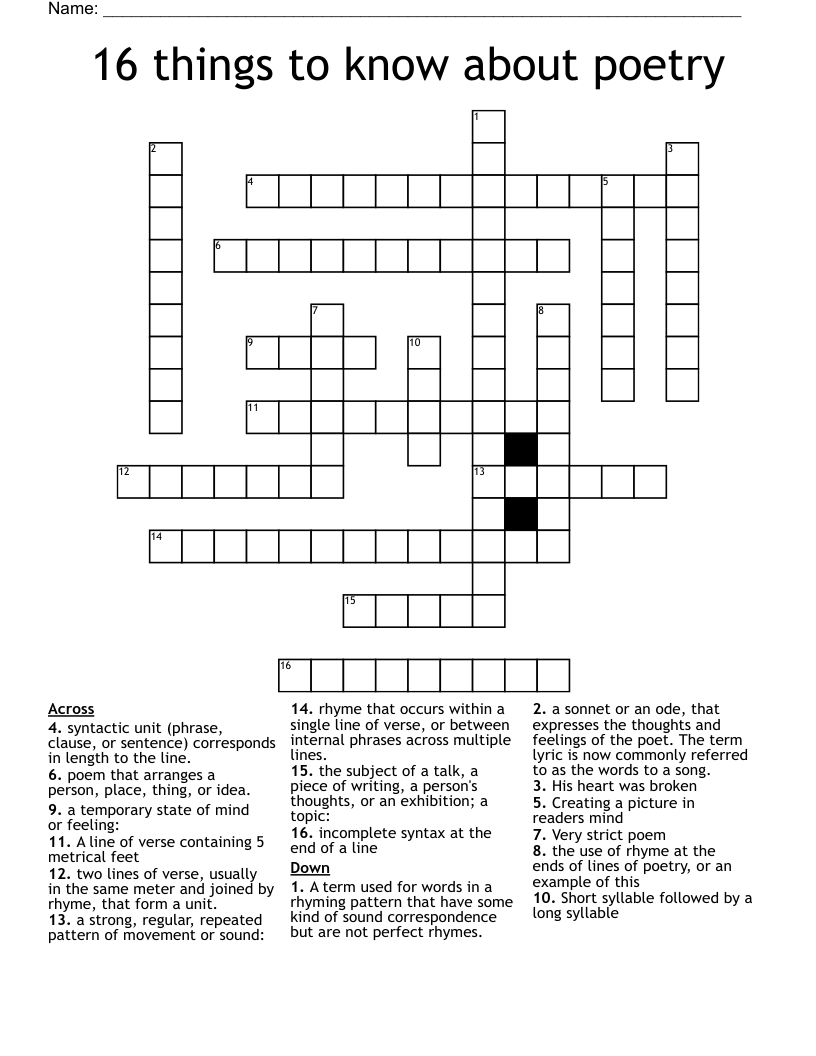 16 things to know about poetry  Crossword
