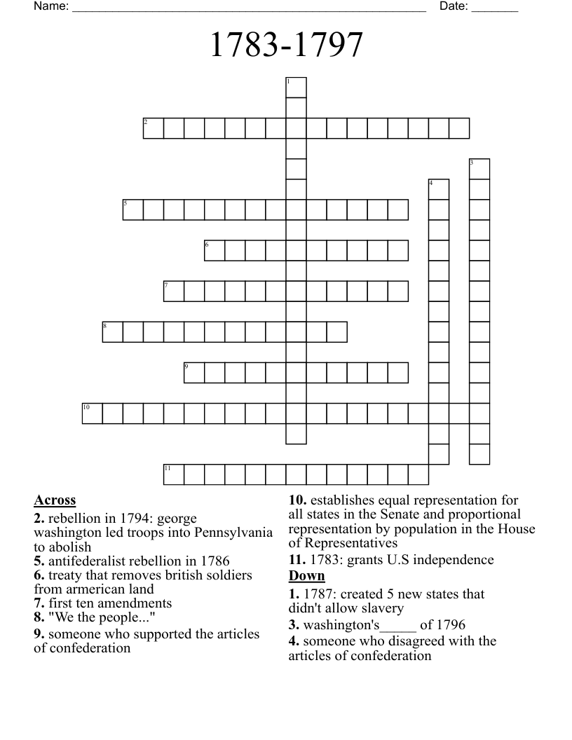 1783-1797 Crossword