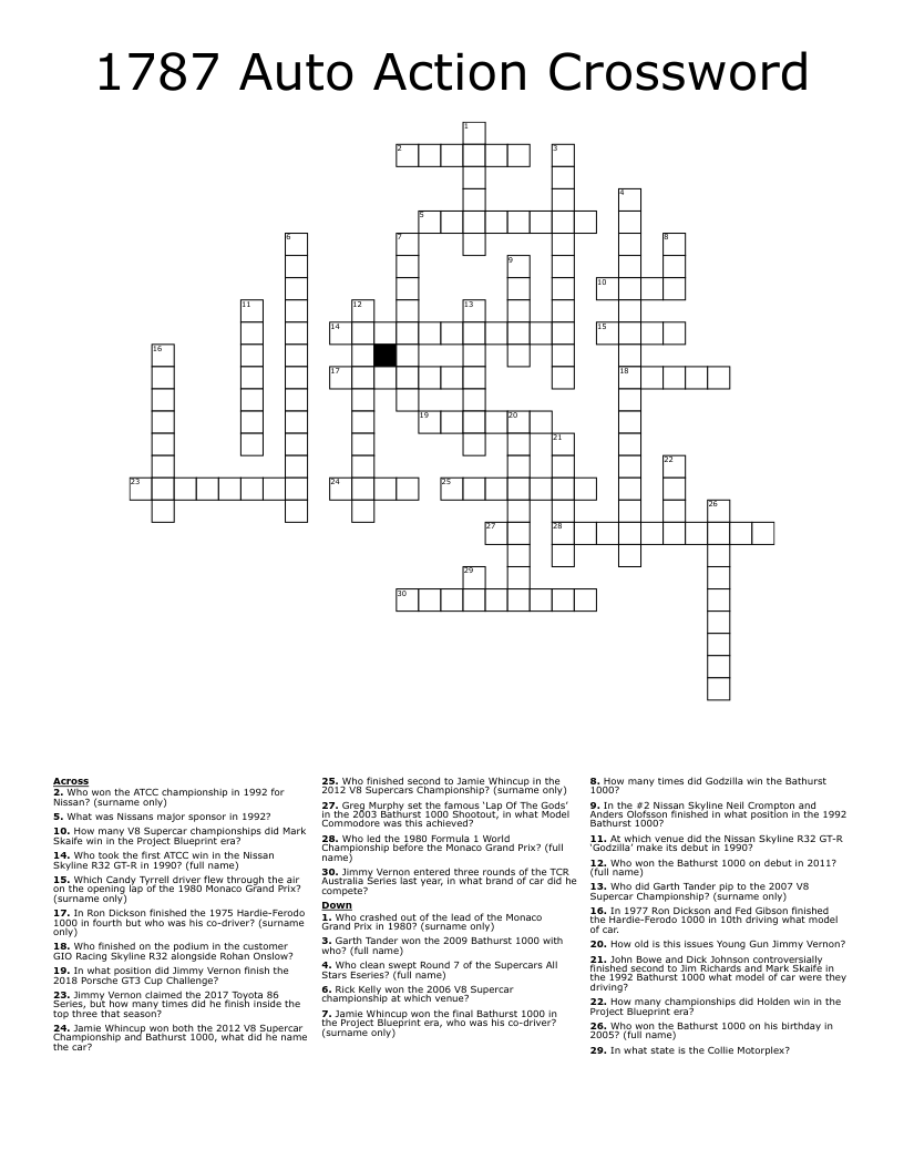 1787 Auto Action Crossword