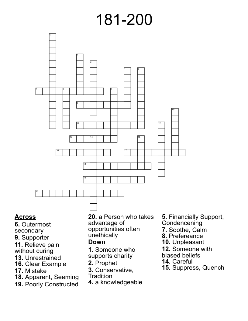 181-200 Crossword