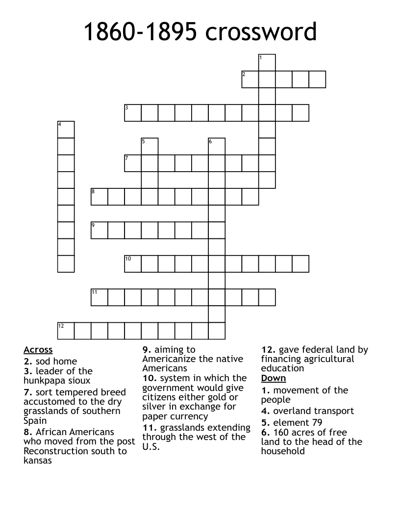 1860-1895 crossword