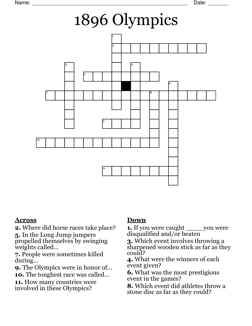 1896 Olympics Crossword