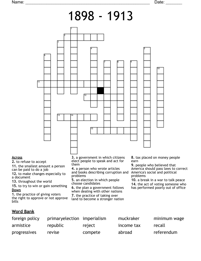 1898 - 1913 Crossword