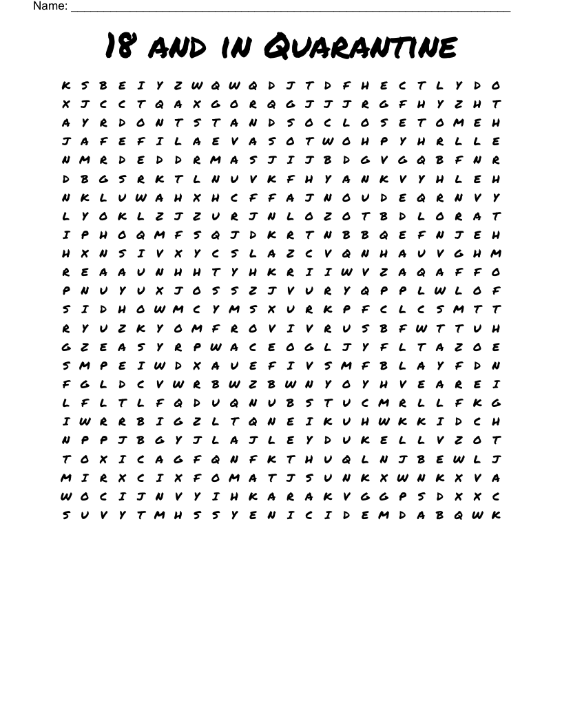 18 and in Quarantine Word Search