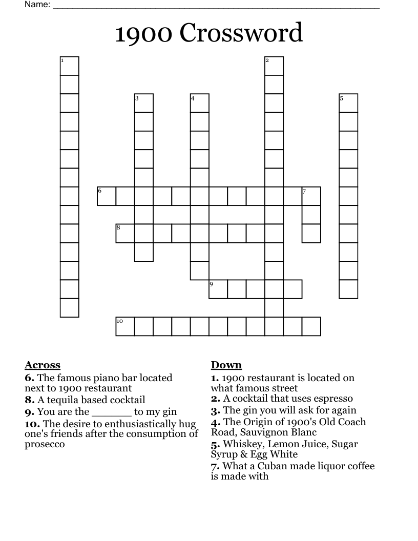 1900 Crossword