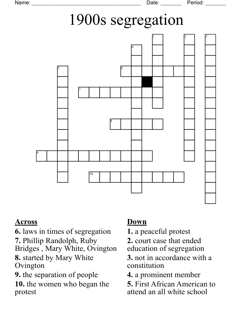 1900s segregation Crossword