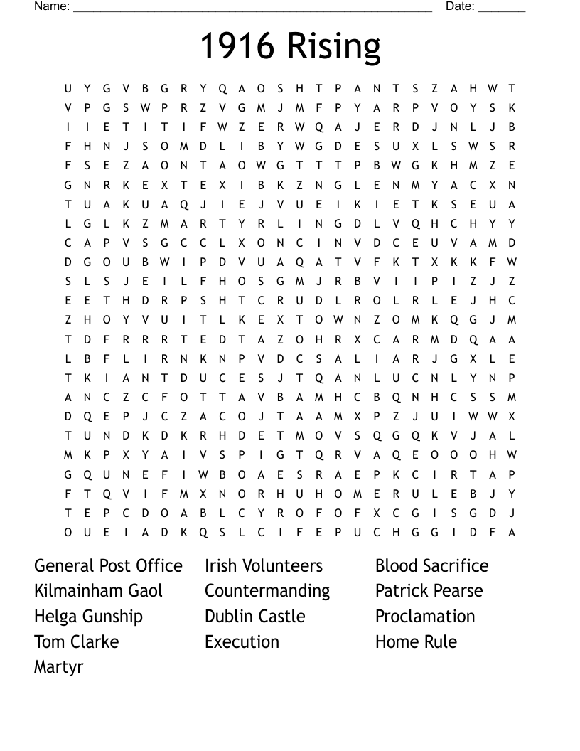 1916 Rising Word Search