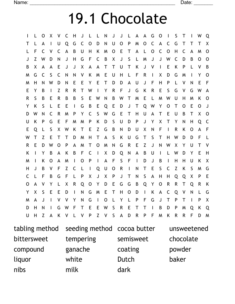 19.1 Chocolate Word Search