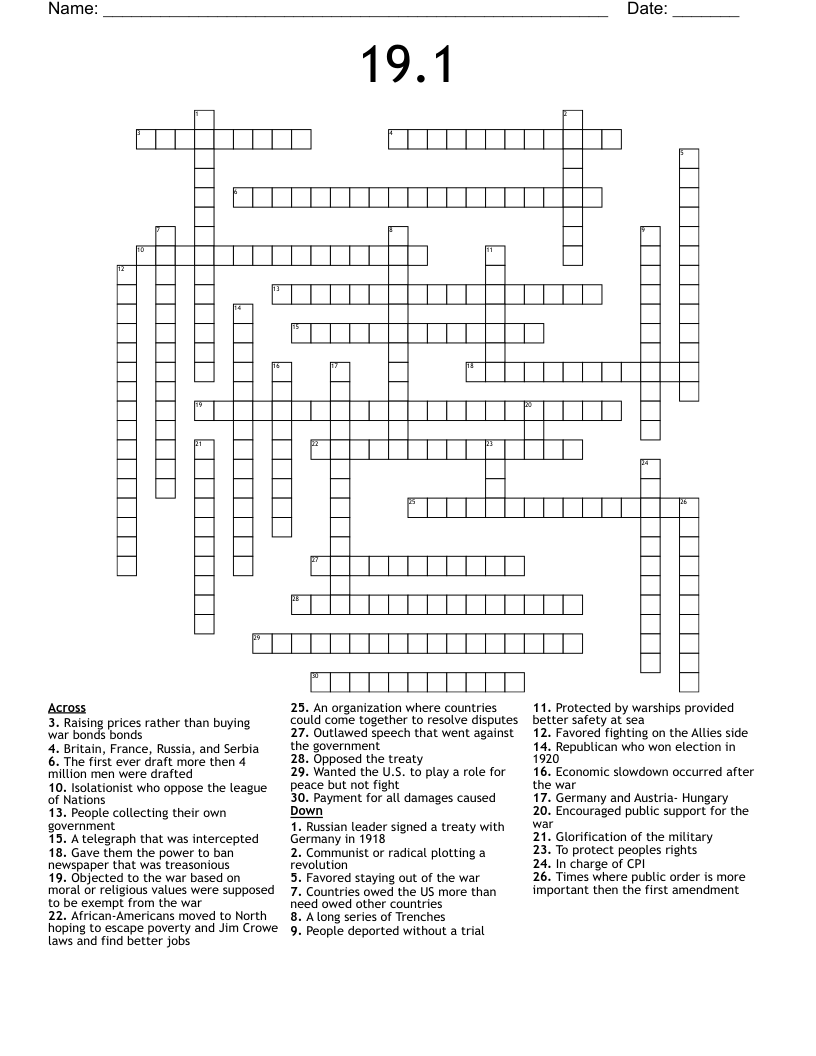 19.1  Crossword