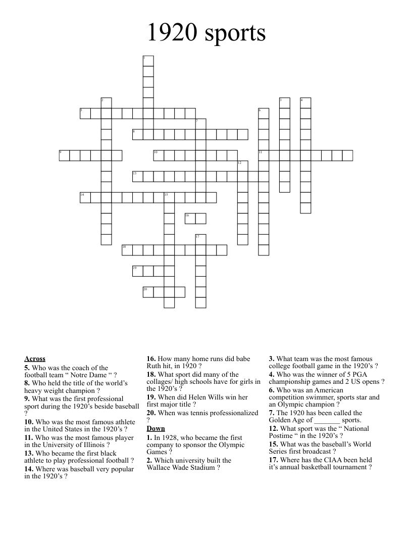 1920 sports Crossword