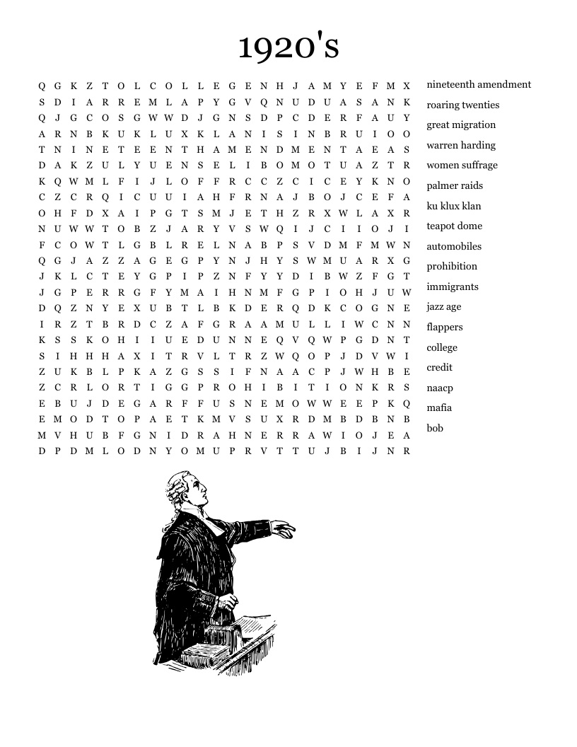 1920's Word Search