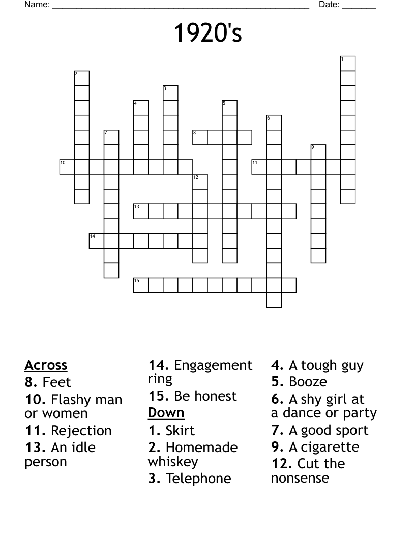1920's Crossword