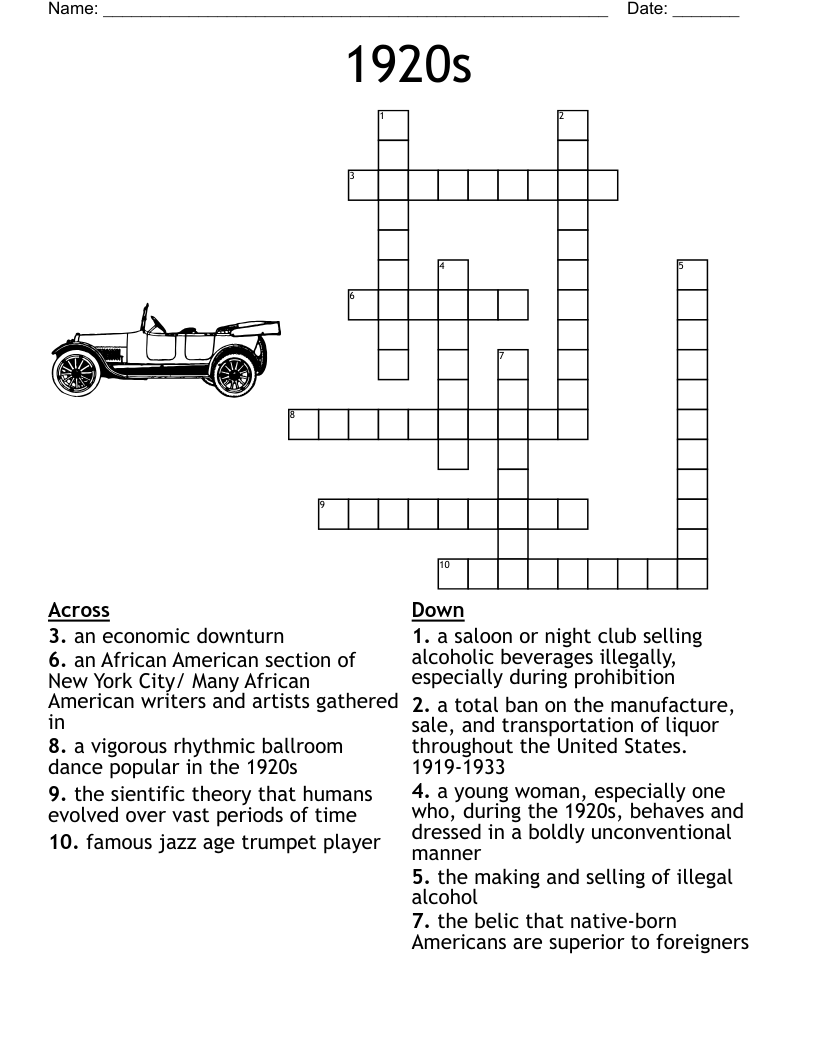1920s Crossword