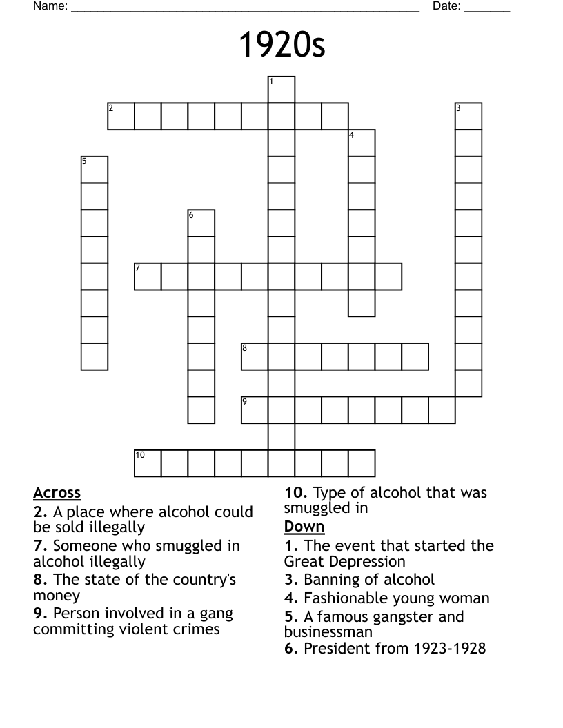 1920s Crossword