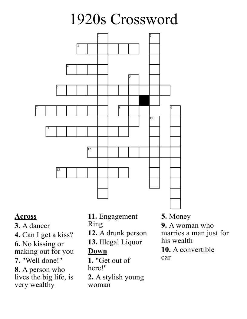 1920s Crossword