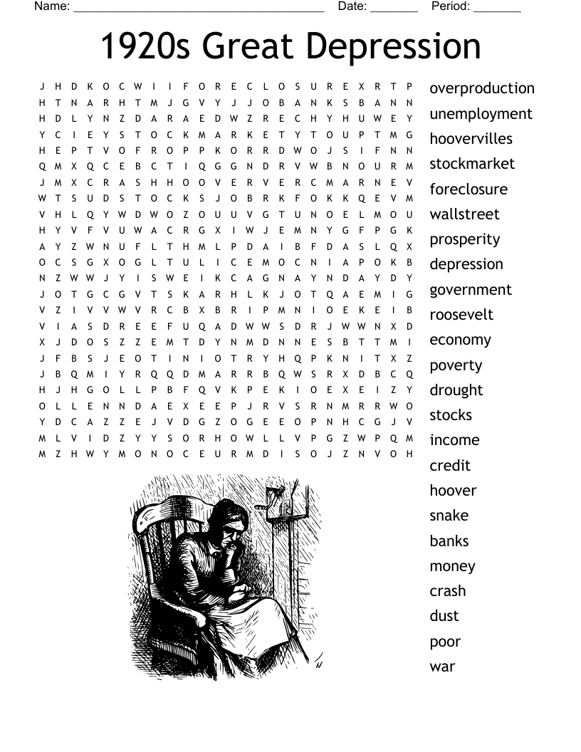 1920s Great Depression Word Search