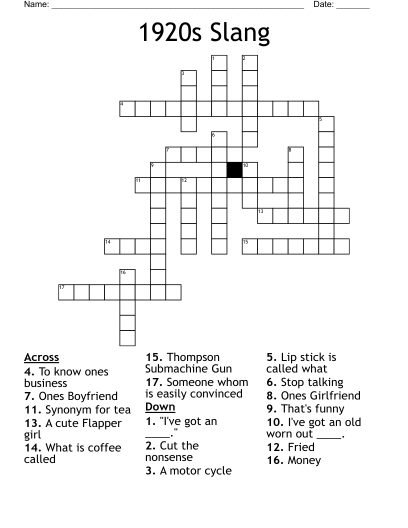 1920s Slang Crossword