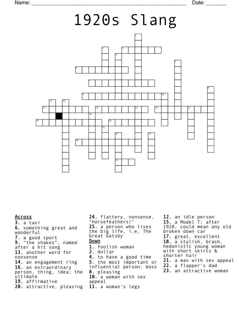 1920s Slang Crossword