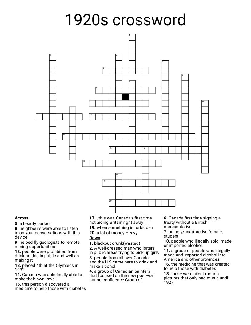 1920s crossword