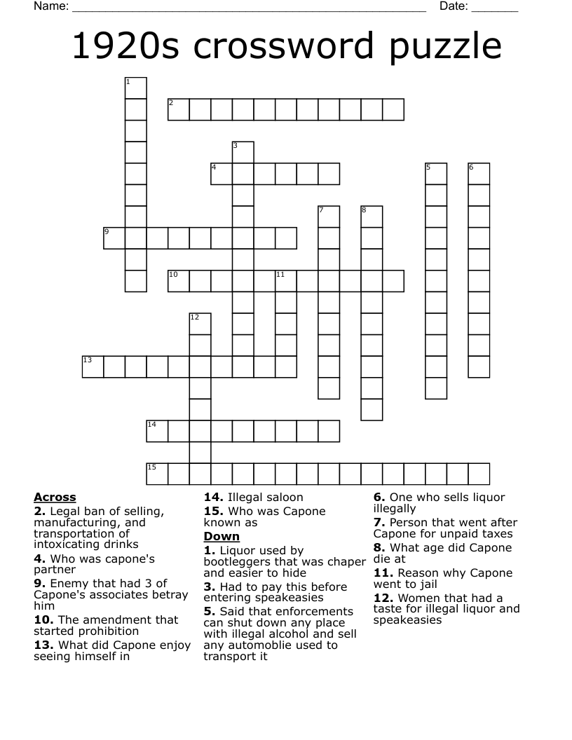 1920s crossword puzzle